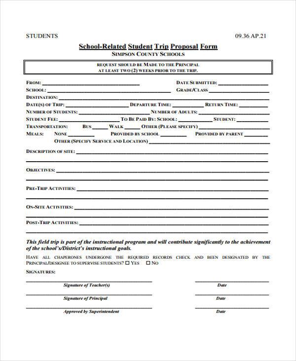school field trip proposal form